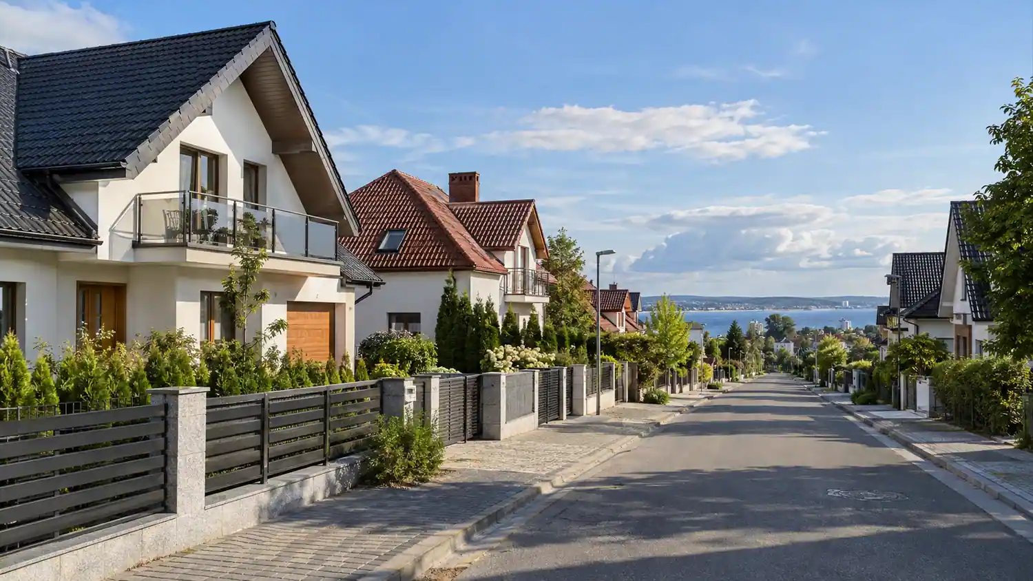 Spokojna ulica nad wodą